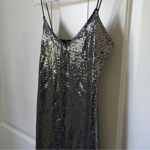 Metallic Spaghetti Strap Party Dress